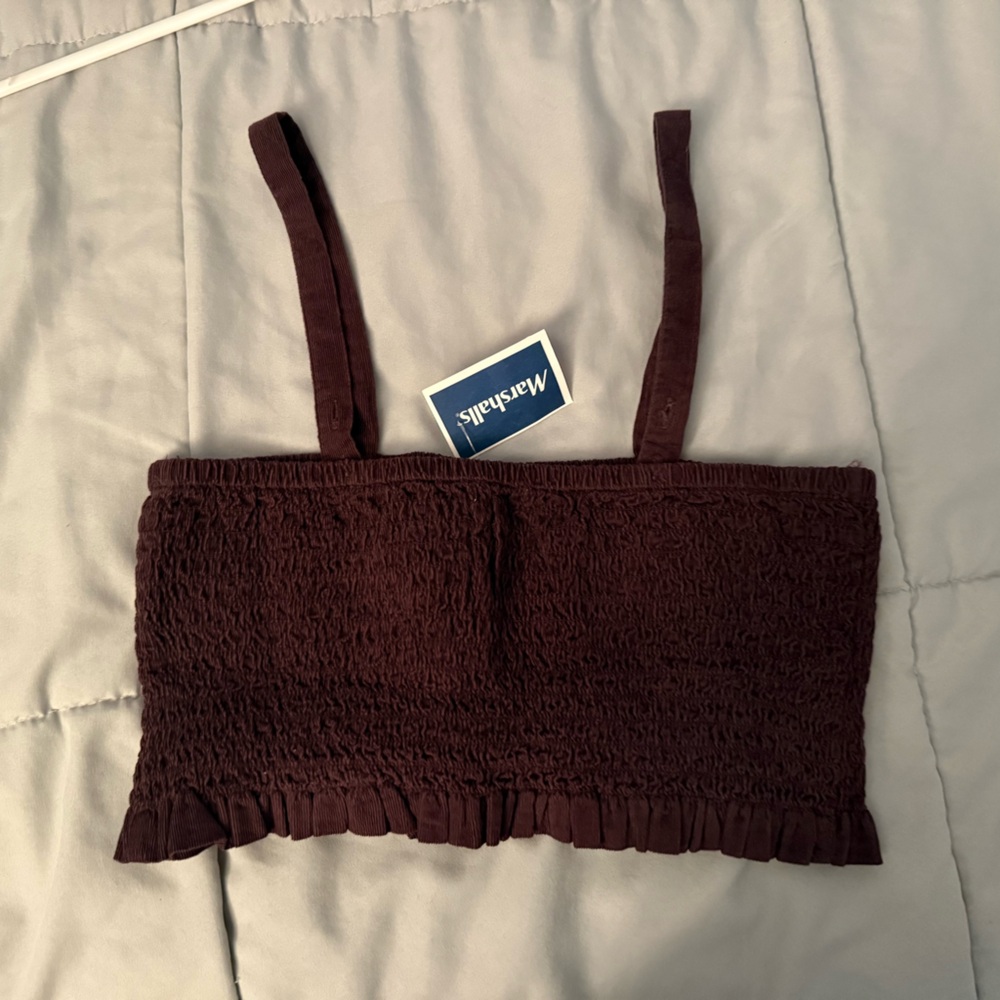 Brown/Purple Corduroy Smocked Tube Top